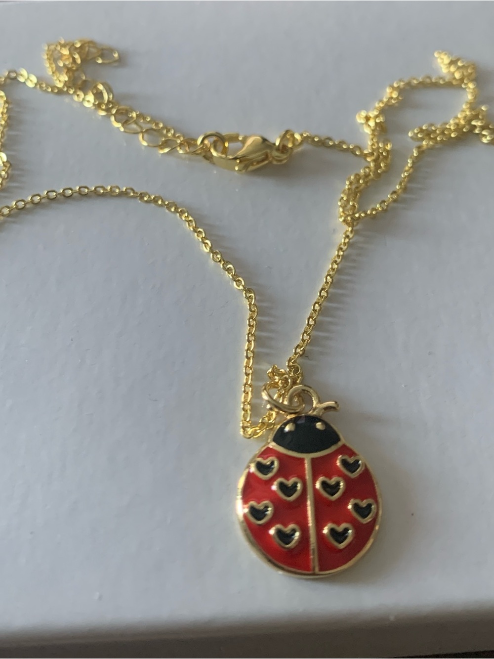 Gold-Tone Ladybug Pendant Necklace